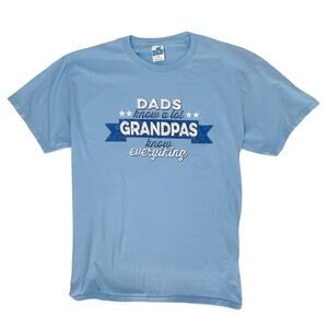 Funny Grandpa Tee Y2K Vintage Dad Shirt Men’s M Light Blue Graphic Retro